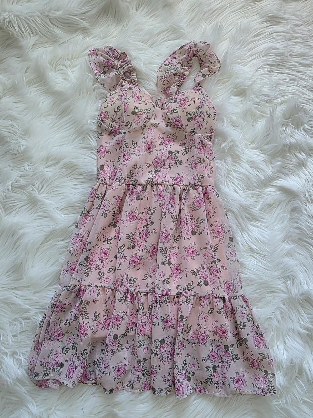 Pink Floral Ruffle Sundress